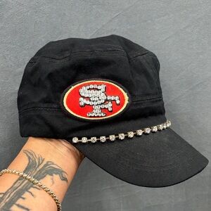 San Fransisco 49ers Black Embellished Newsboy Cap Hat with Logo NFL Patch Team